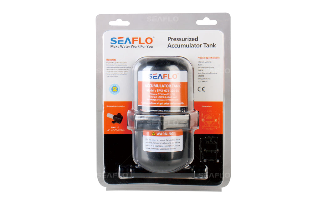 SEAFLO 1.0 Liter Pressurized Accumulator Tank