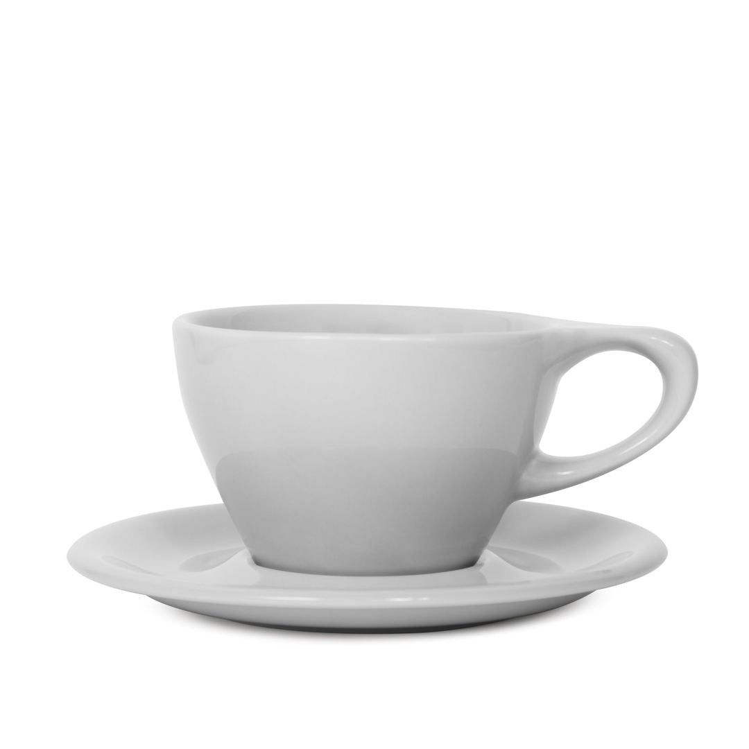LINO Small Latte Cup & Saucer 8oz - Light Gray
